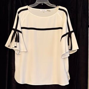 Calvin Klein White Blouse with Black Accents